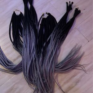 NEW 24” ombré black to grey braids extensions count 91